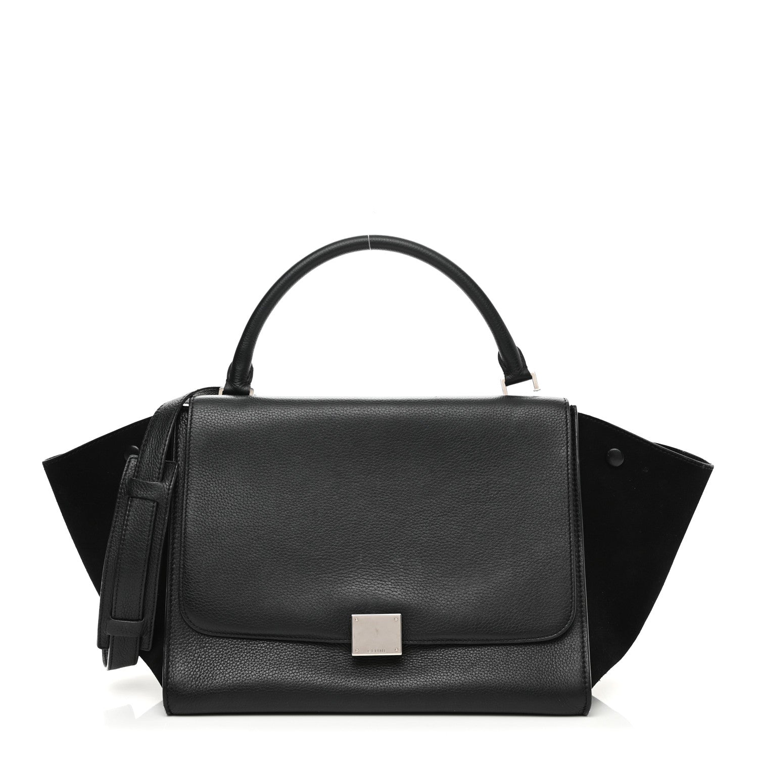 Celine Drummed Calfskin Suede Medium Trapeze Black 1 of 15
