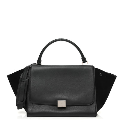 Celine Drummed Calfskin Suede Medium Trapeze Black 1 of 15