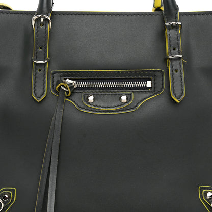 Balenciaga Rubberized Calfskin Papier Mini A4 Zip Around Tote Green Yellow 7 of 10