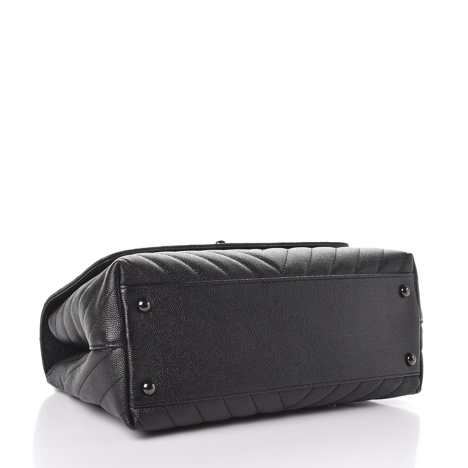 Chanel Caviar Chevron Quilted Small Coco Handle Flap So Black 5 of 8