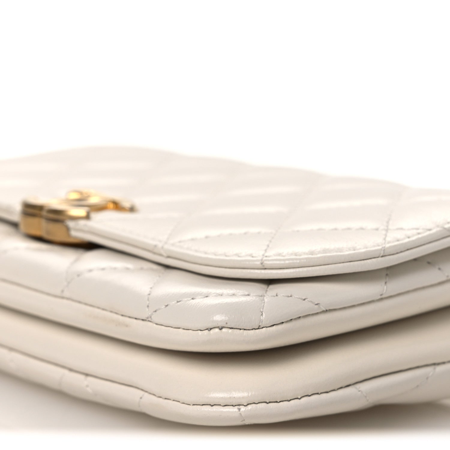Chanel Shiny Lambskin Flap Clutch With Chain White 10 of 13