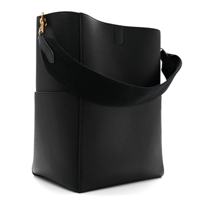 Celine Soft Grained Calfskin Sangle Bucket Bag Black 3 of 12