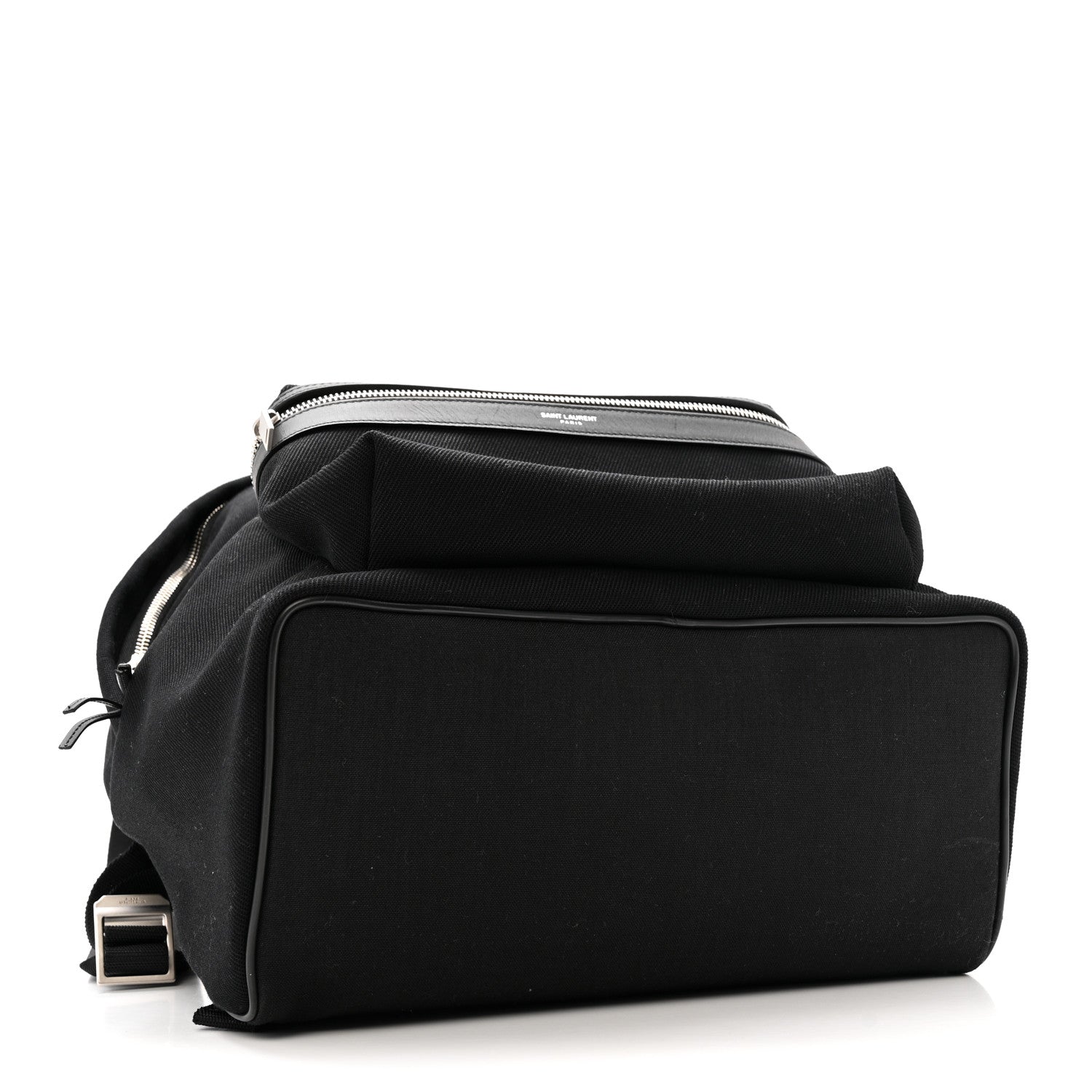 Saint Laurent Canvas Signature Embroidered City Backpack Black 4 of 12