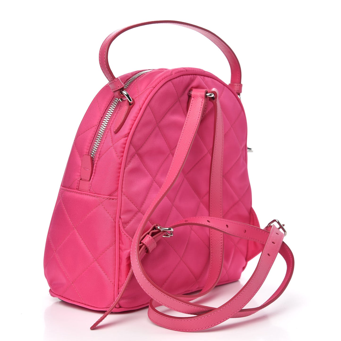 Nylon Tessuto Impuntu Quilted Backpack Fuxia