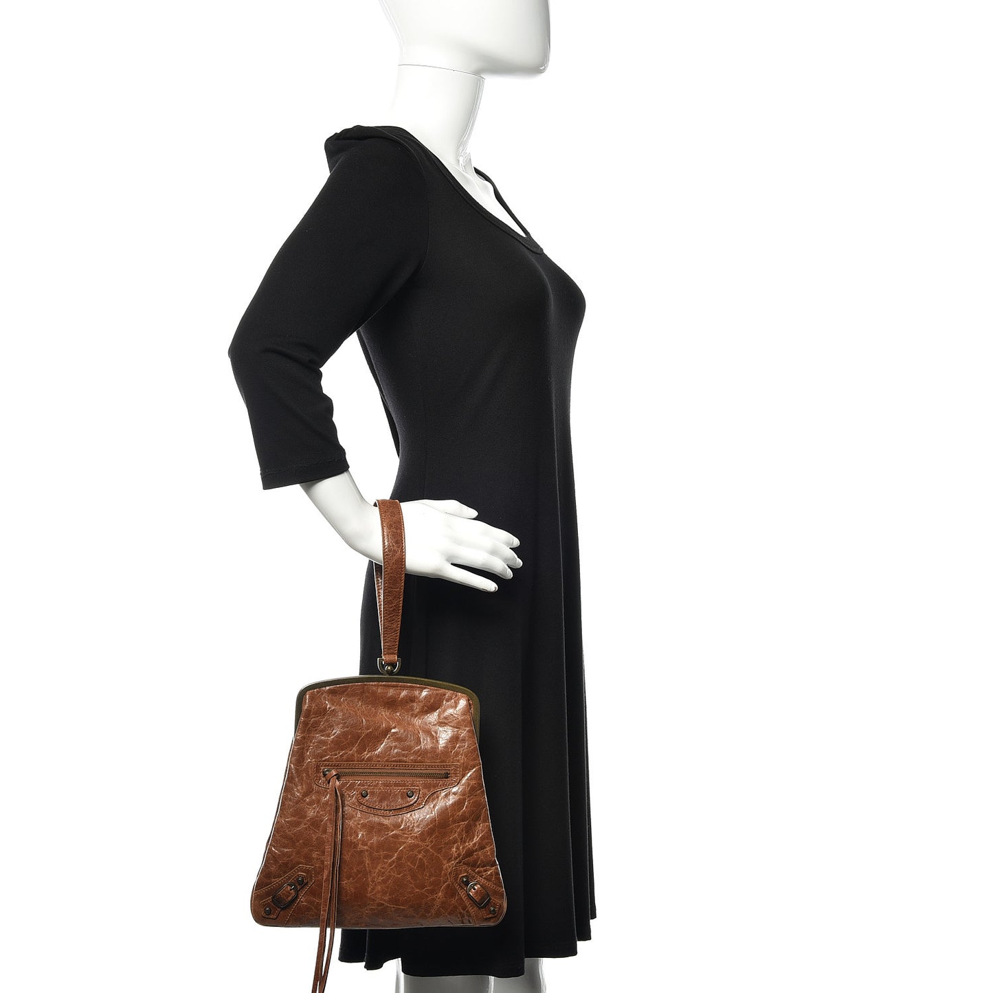 Chevre Small Aumonière Wristlet Cognac