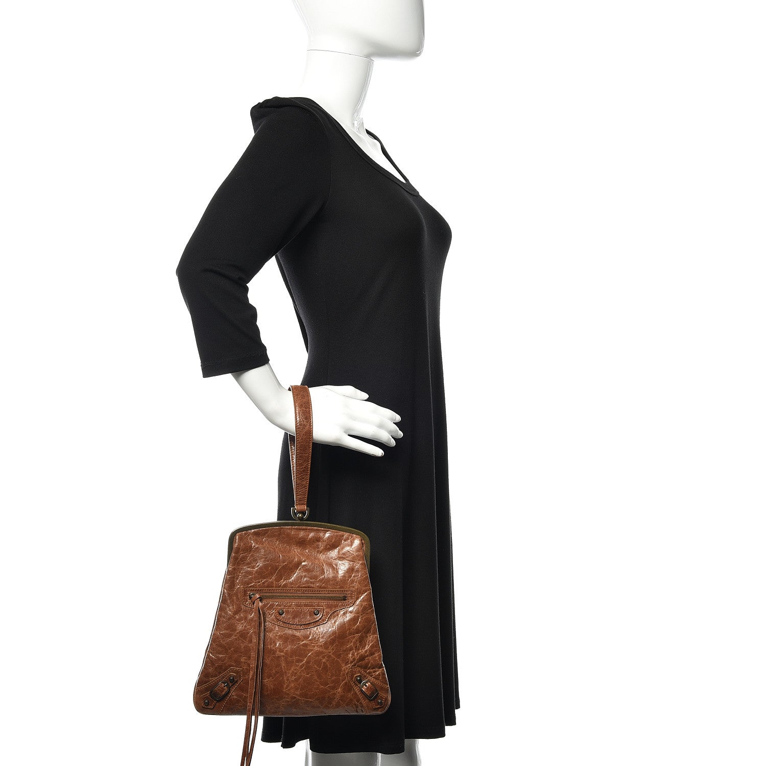 Balenciaga Chevre Small Aumonière Wristlet Cognac 2 of 10