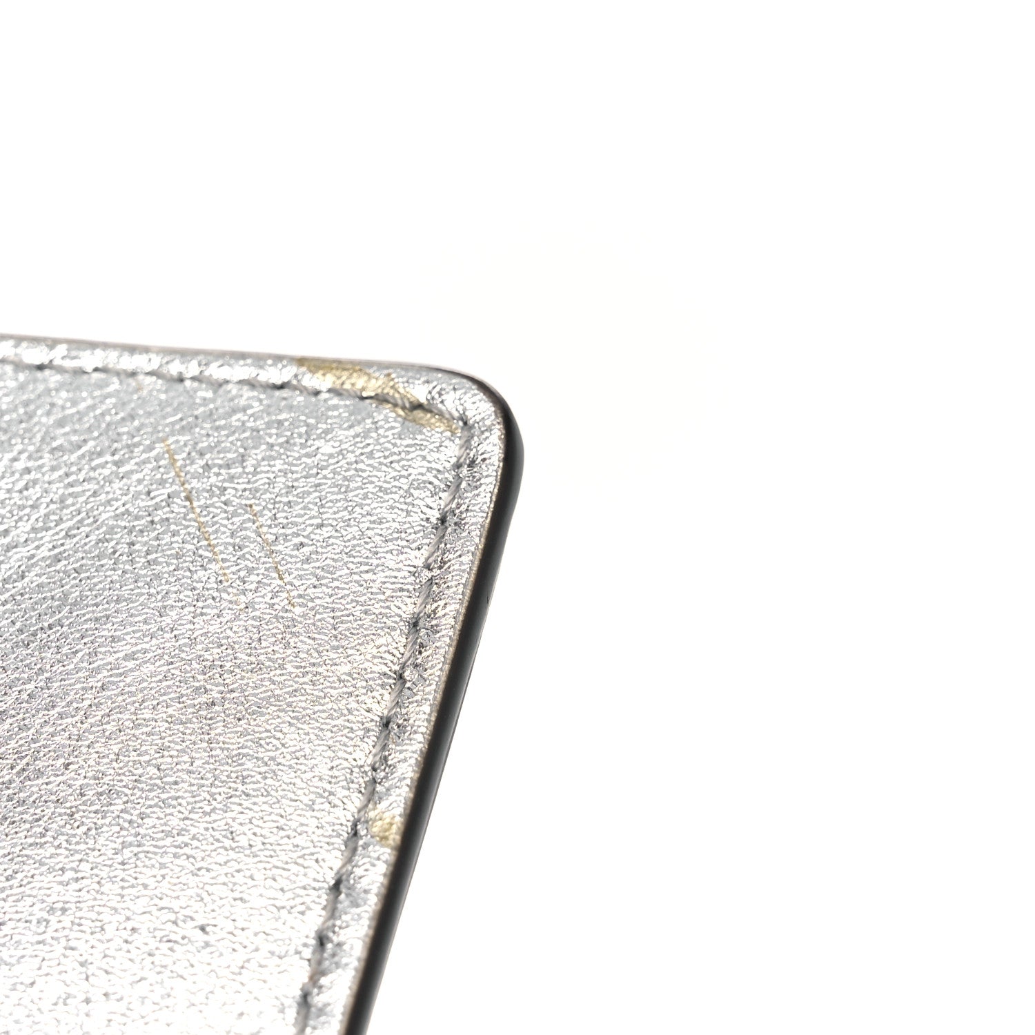 Fendi Metallic Calfskin Continental Wallet On Chain Argento