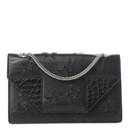 Saint Laurent Calfskin Star Embroidered Crocodile Embossed Small Betty Black 1 of 8
