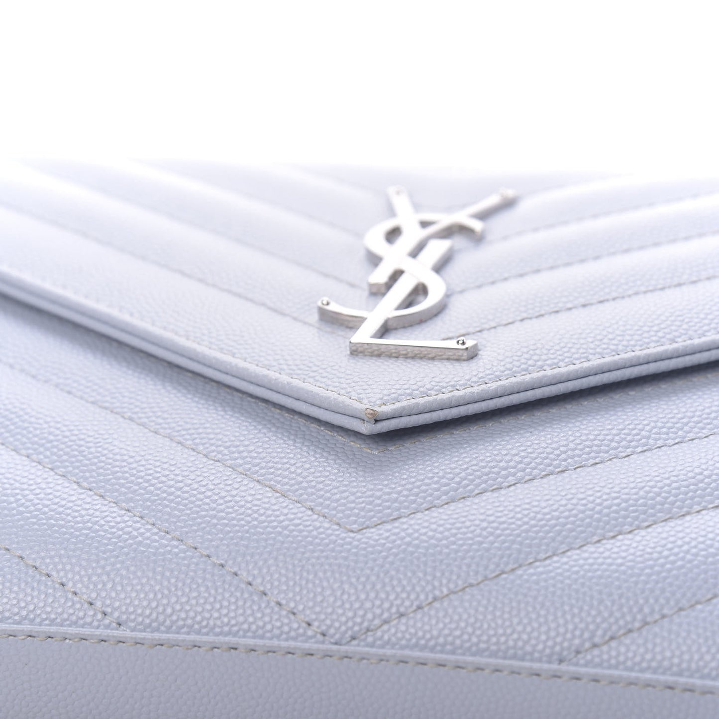 Grain De Poudre Matelasse Monogram Chain Wallet Sky Blue