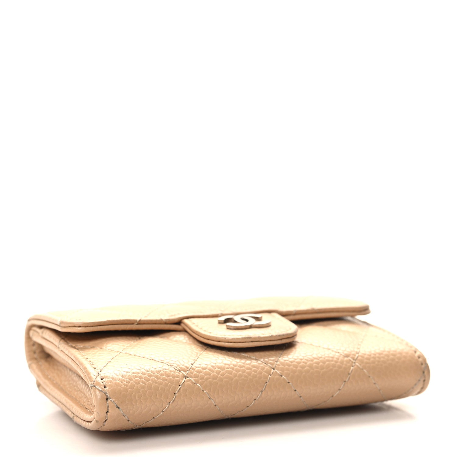 Chanel Caviar Quilted Flap Card Holder Wallet Beige 4 of 10