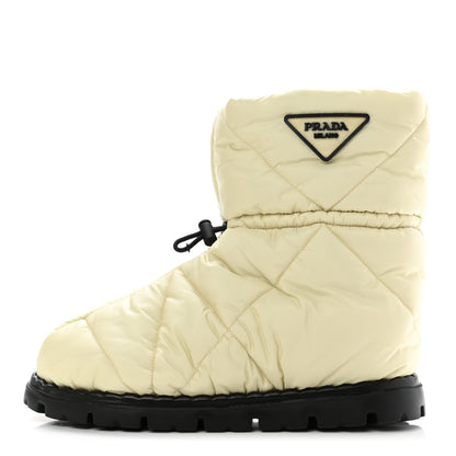 Prada Re-Nylon Piuma Triangle Logo Padded Drawcord 20mm Snow Boots 37.5 Avorio 1 of 8