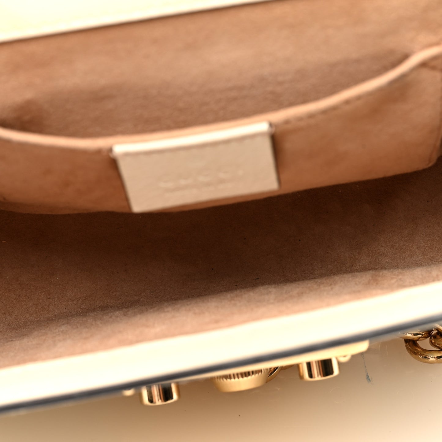 Calfskin Studded Small Padlock Shoulder Bag White