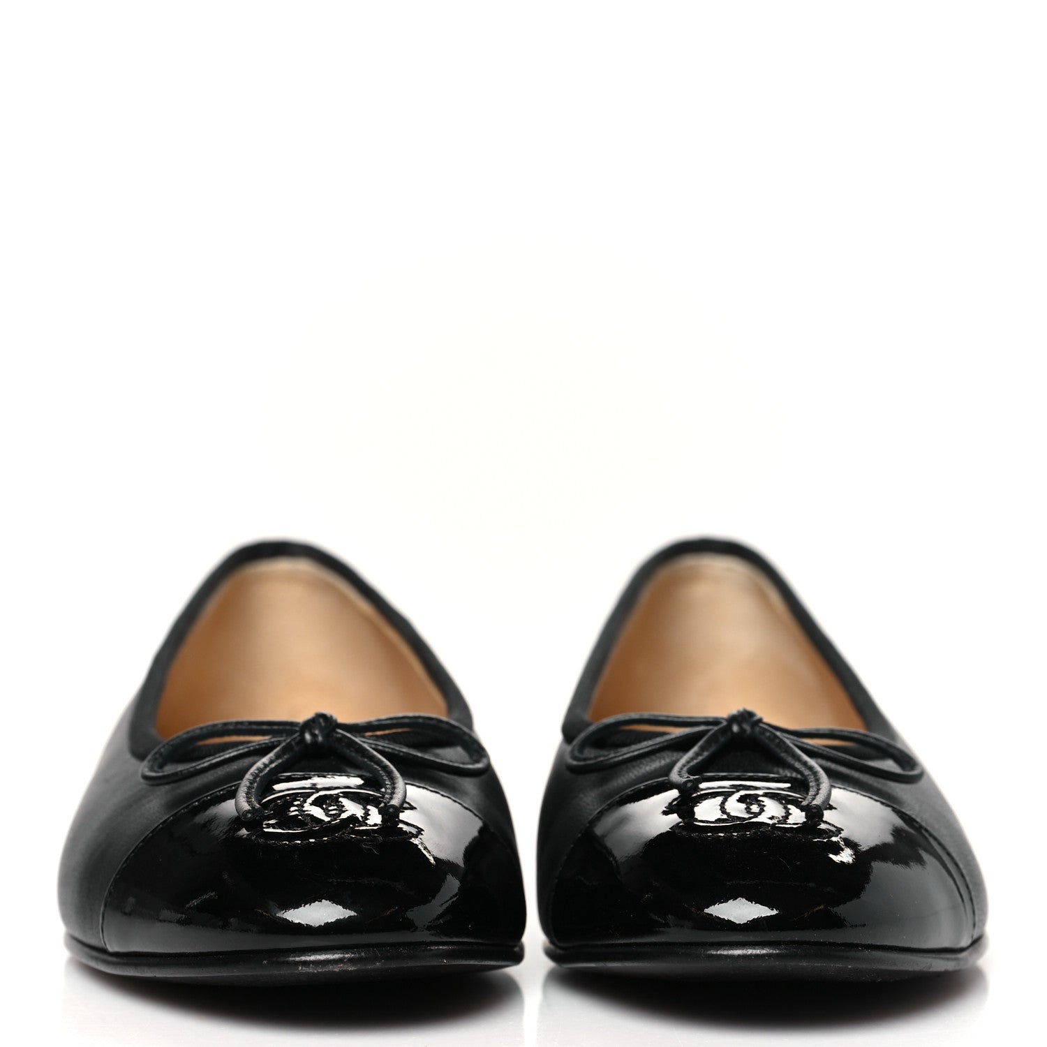 Chanel Lambskin Patent CC Cap Toe Ballerina Flats 36 Black 3 of 10
