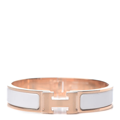 Hermes Enamel Narrow Clic Clac H Bracelet PM White 1 of 5