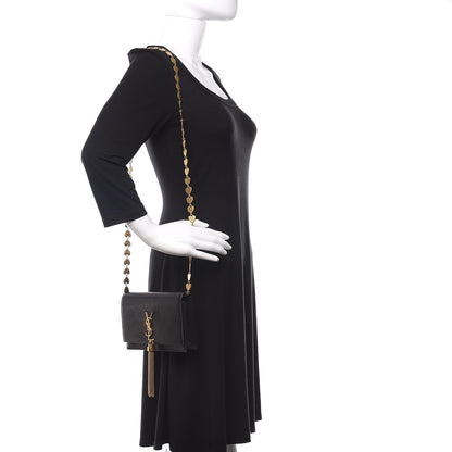 Saint Laurent Smooth Calfskin Classic Monogram Kate Heart Tassel Heart Chain Wallet Black 2 of 20