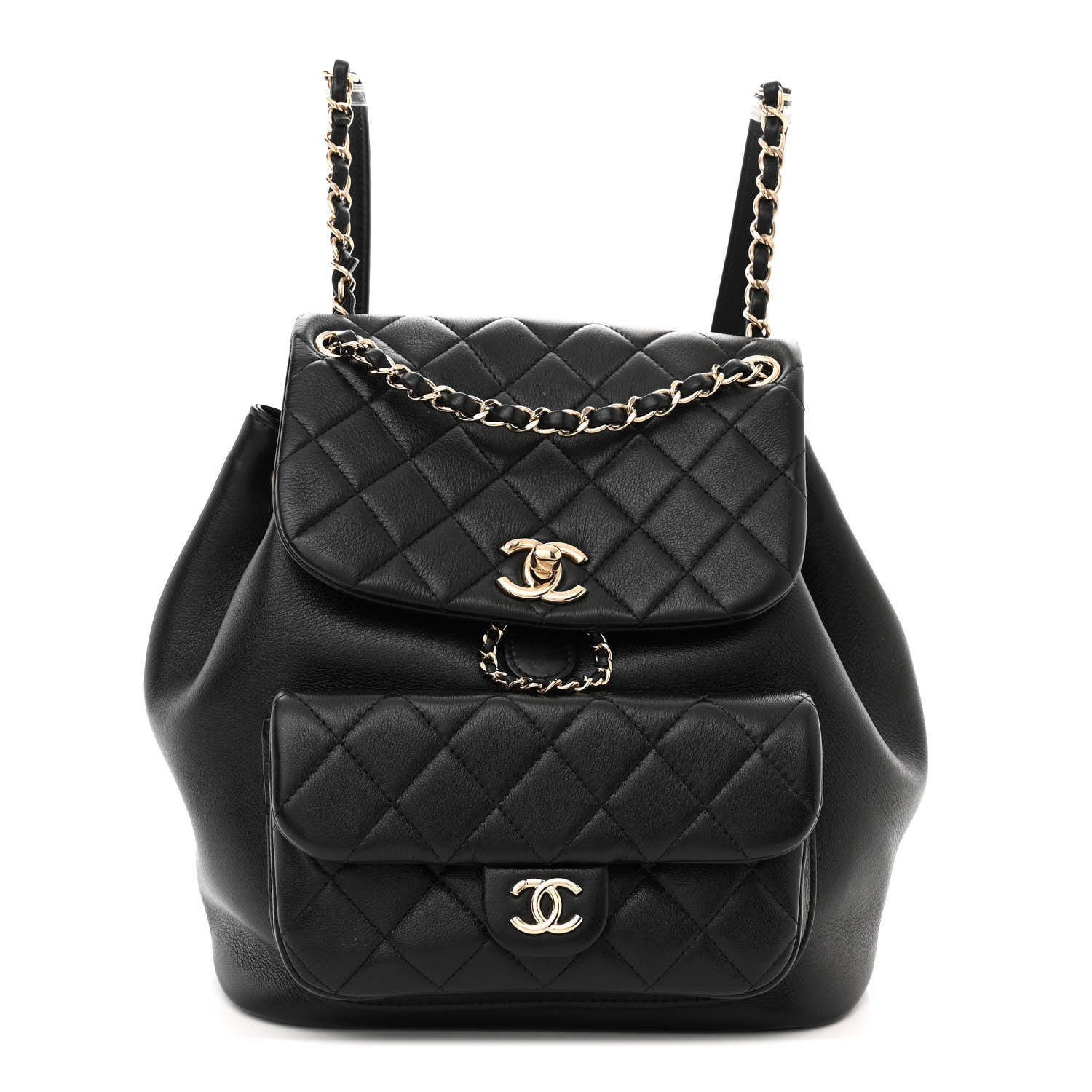 Chanel Lambskin Quilted Large Duma Drawstring Backpack Black 1 of 10