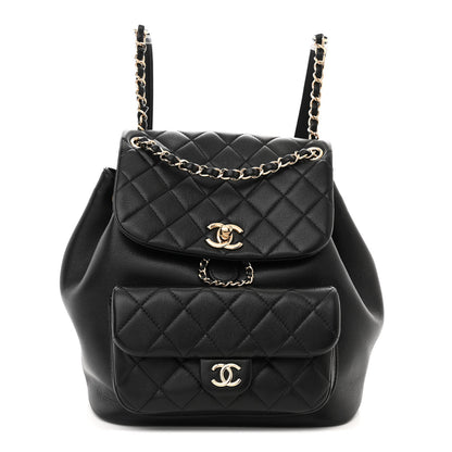 Chanel Lambskin Quilted Large Duma Drawstring Backpack Black 1 of 10