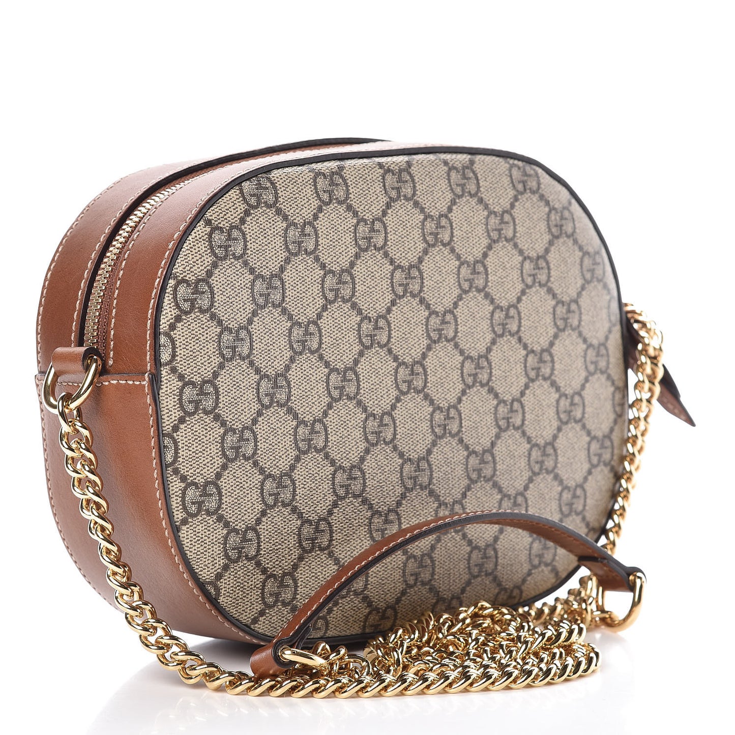 GG Supreme Monogram Cuoio Toscano Mini Chain Shoulder Bag Beige Ebony Cuir