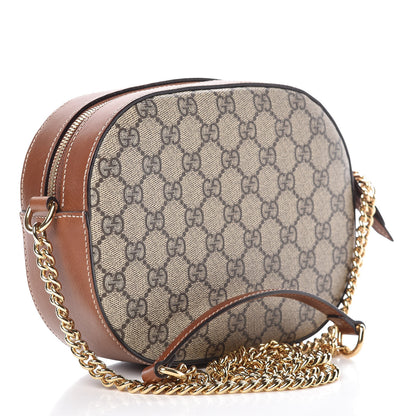 Gucci GG Supreme Monogram Cuoio Toscano Mini Chain Shoulder Bag Beige Ebony Cuir 3 of 8