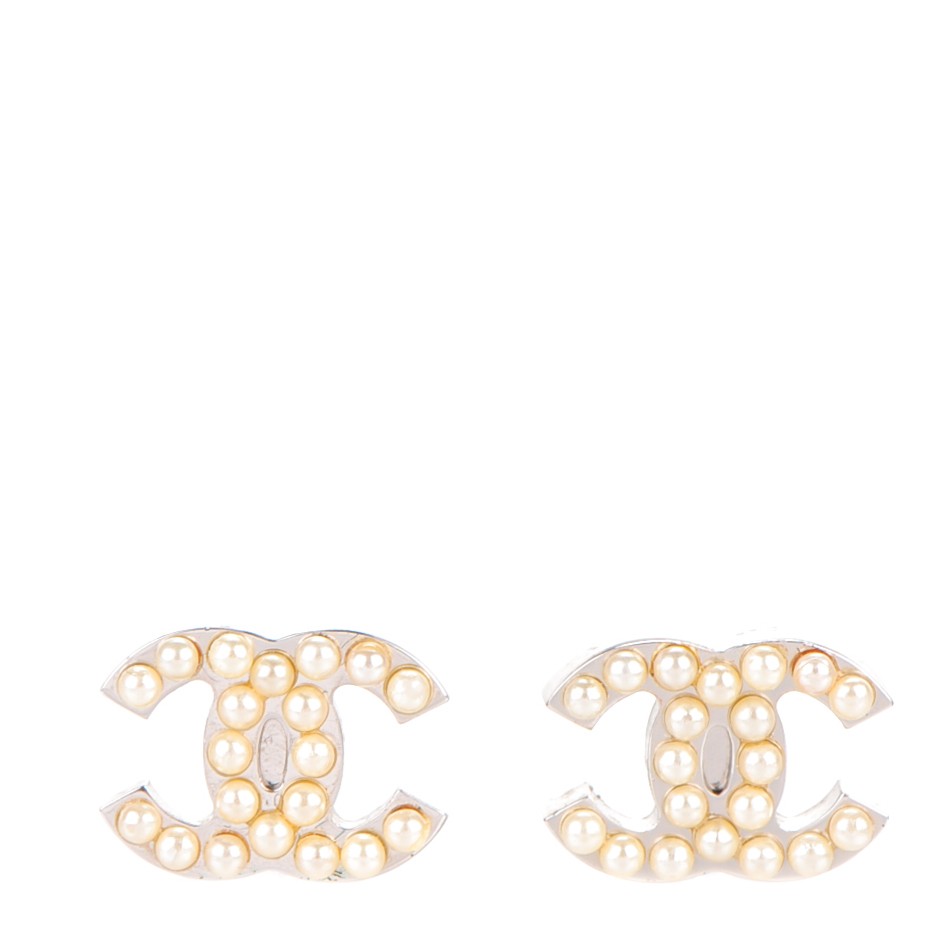 Chanel Pearl CC Earrings Silver 1 of 5