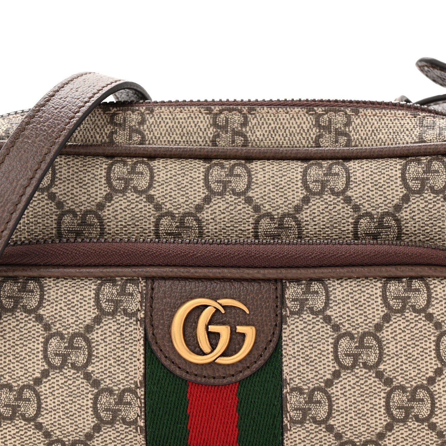 Gucci GG Supreme Monogram Textured Dollar Calfskin Web Mini Ophidia Convertible Shoulder Bag Beige Ebony New Acero 8 of 10