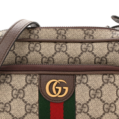 Gucci GG Supreme Monogram Textured Dollar Calfskin Web Mini Ophidia Convertible Shoulder Bag Beige Ebony New Acero 8 of 10