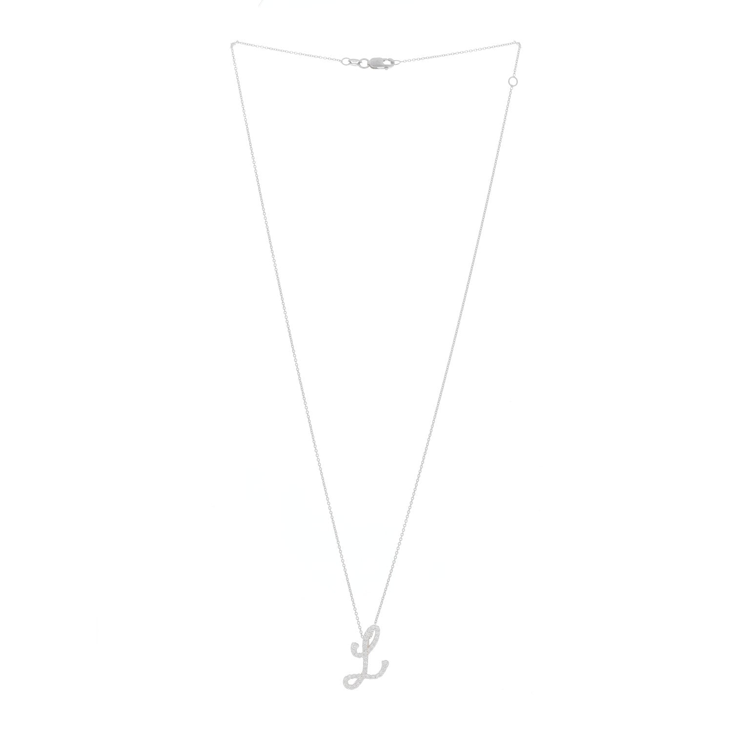 Roberto Coin 18K White Gold Diamond Cursive Letter L Pendant Necklace 2 of 4