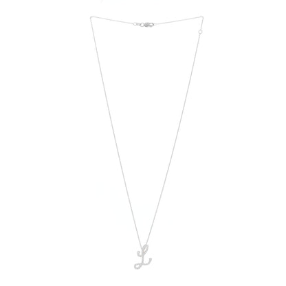 Roberto Coin 18K White Gold Diamond Cursive Letter L Pendant Necklace 2 of 4
