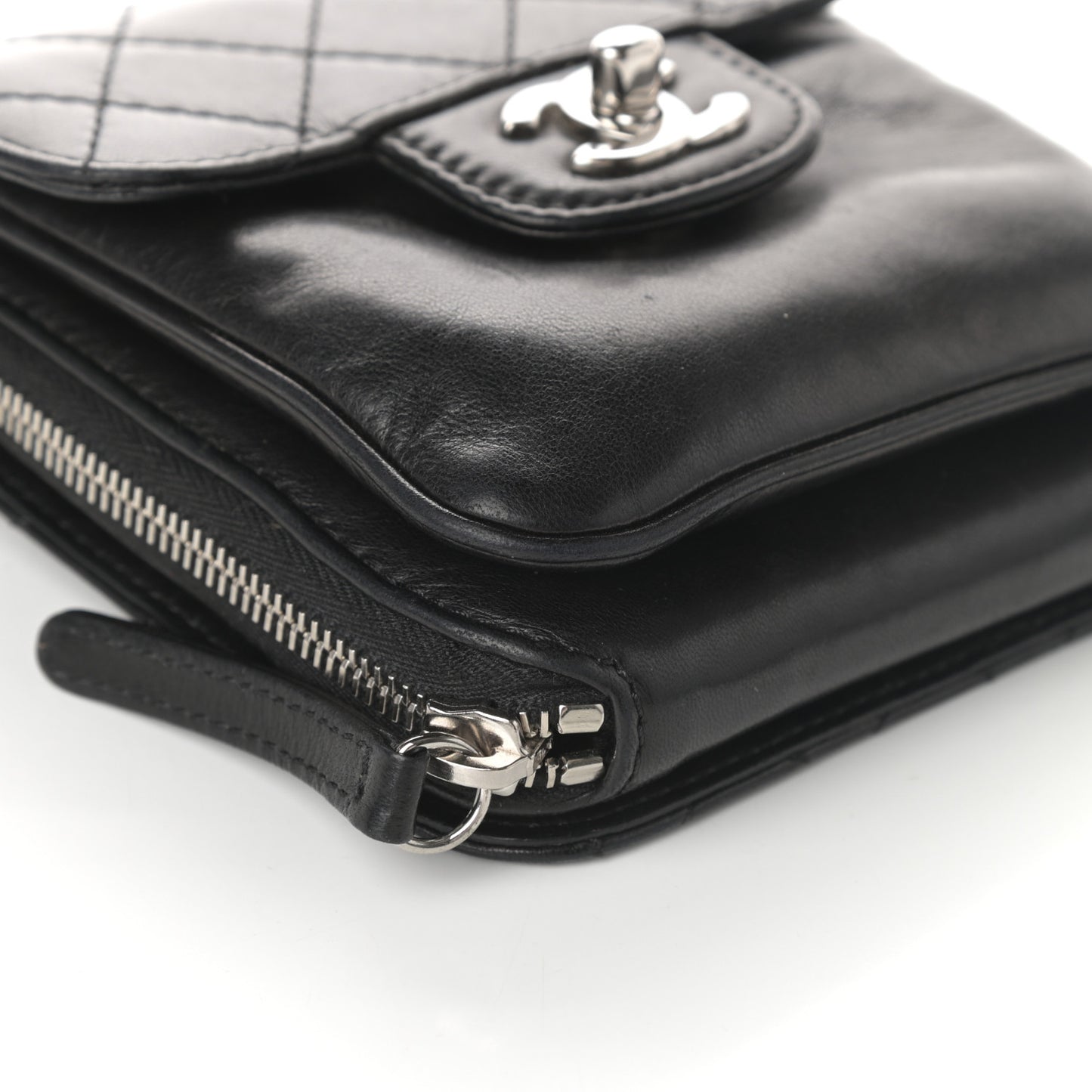 Lambskin Quilted Mini Crossbody Flap Black