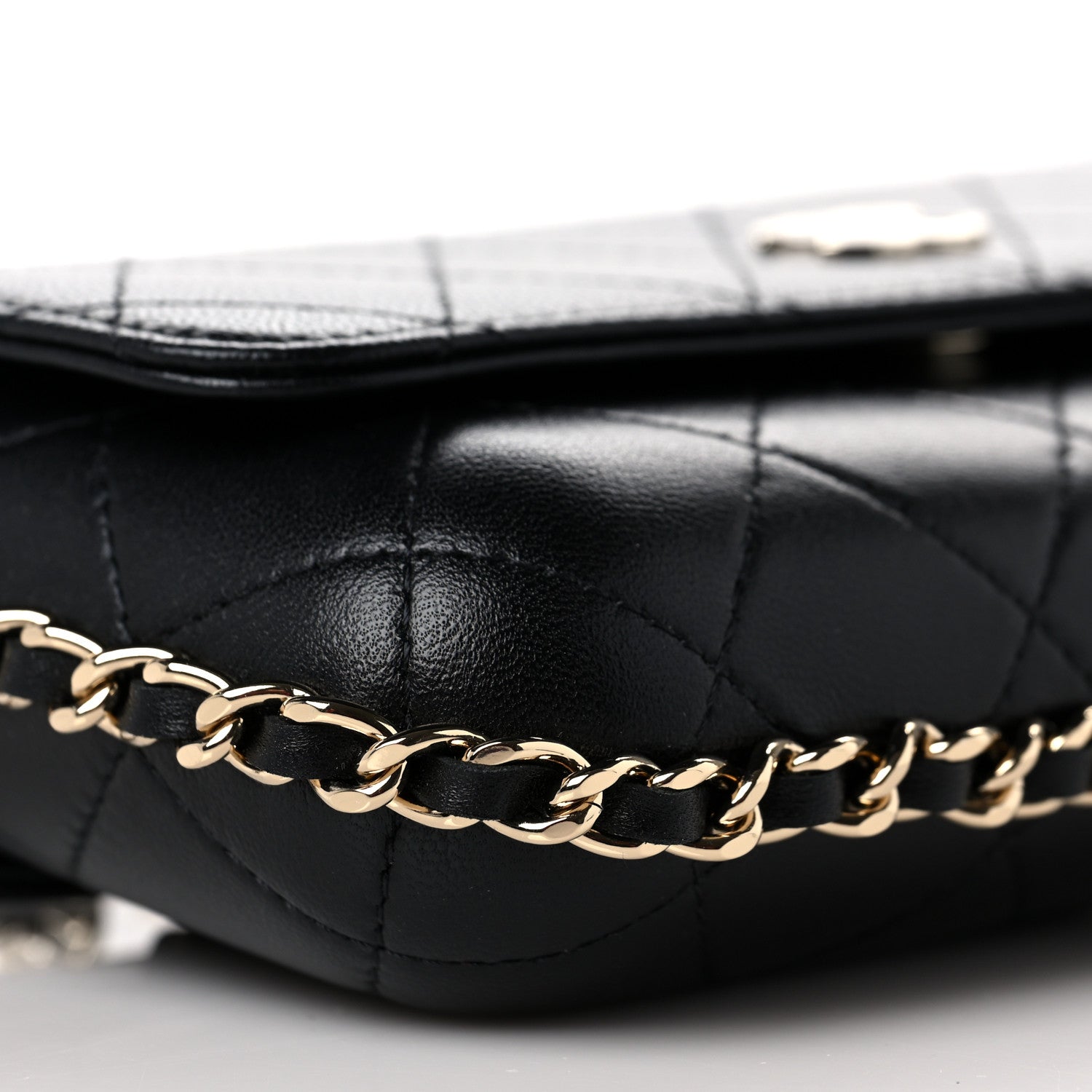 Chanel Lambskin Quilted Chain Around Clutch On Chain Black 7 of 9