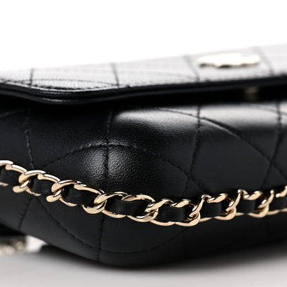 Chanel Lambskin Quilted Chain Around Clutch On Chain Black 7 of 9