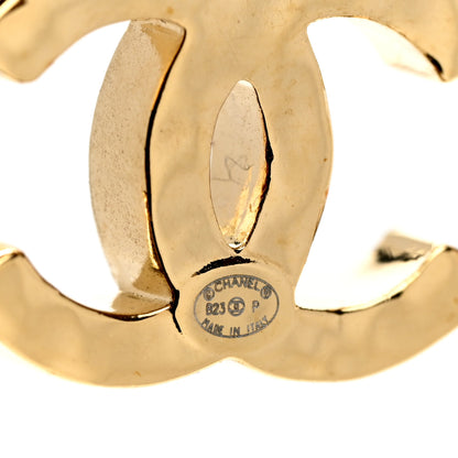 Chanel Metal Crystal CC Heart Hoop Long Drop Earrings Gold 4 of 5