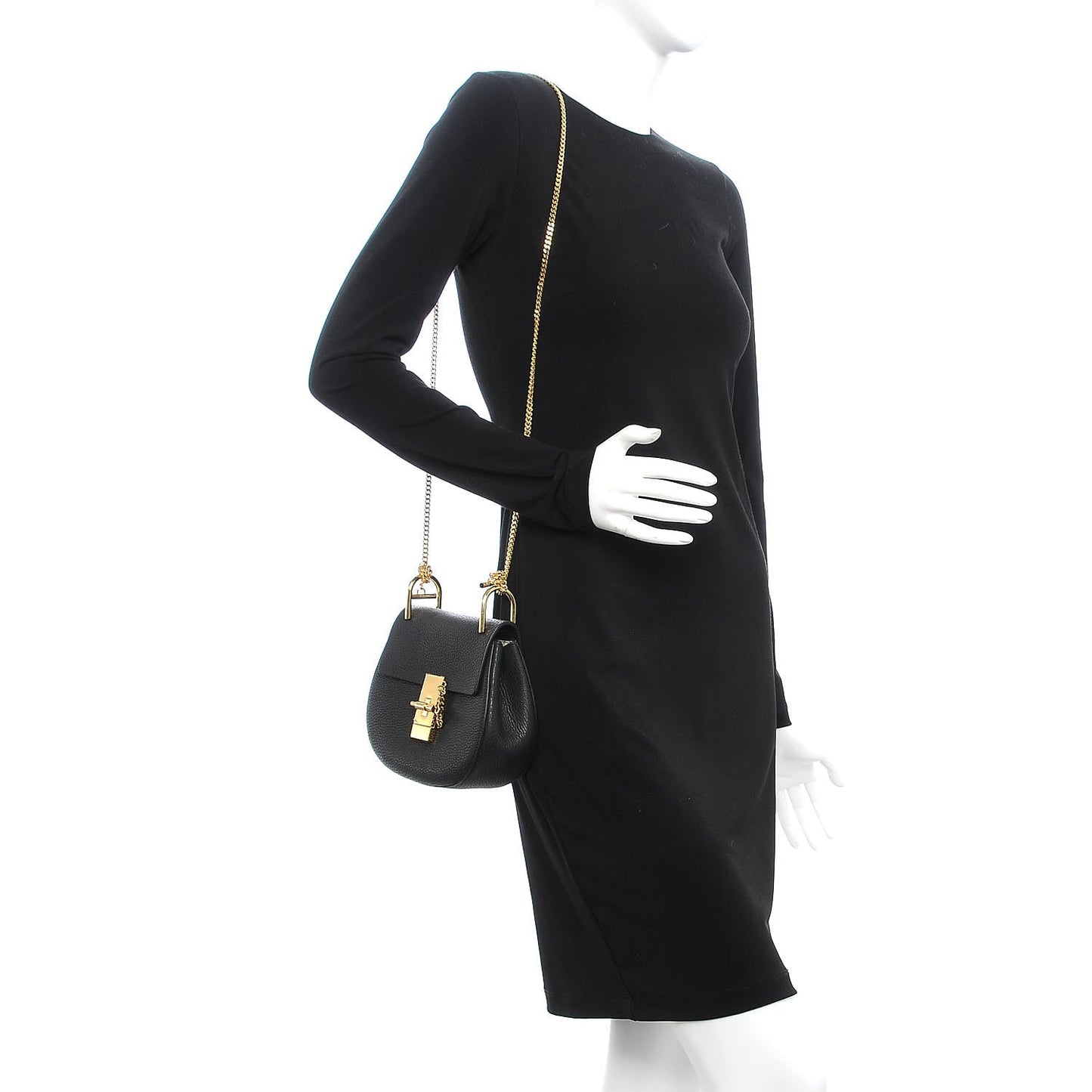 Grained Lambskin Mini Drew Shoulder Bag Black