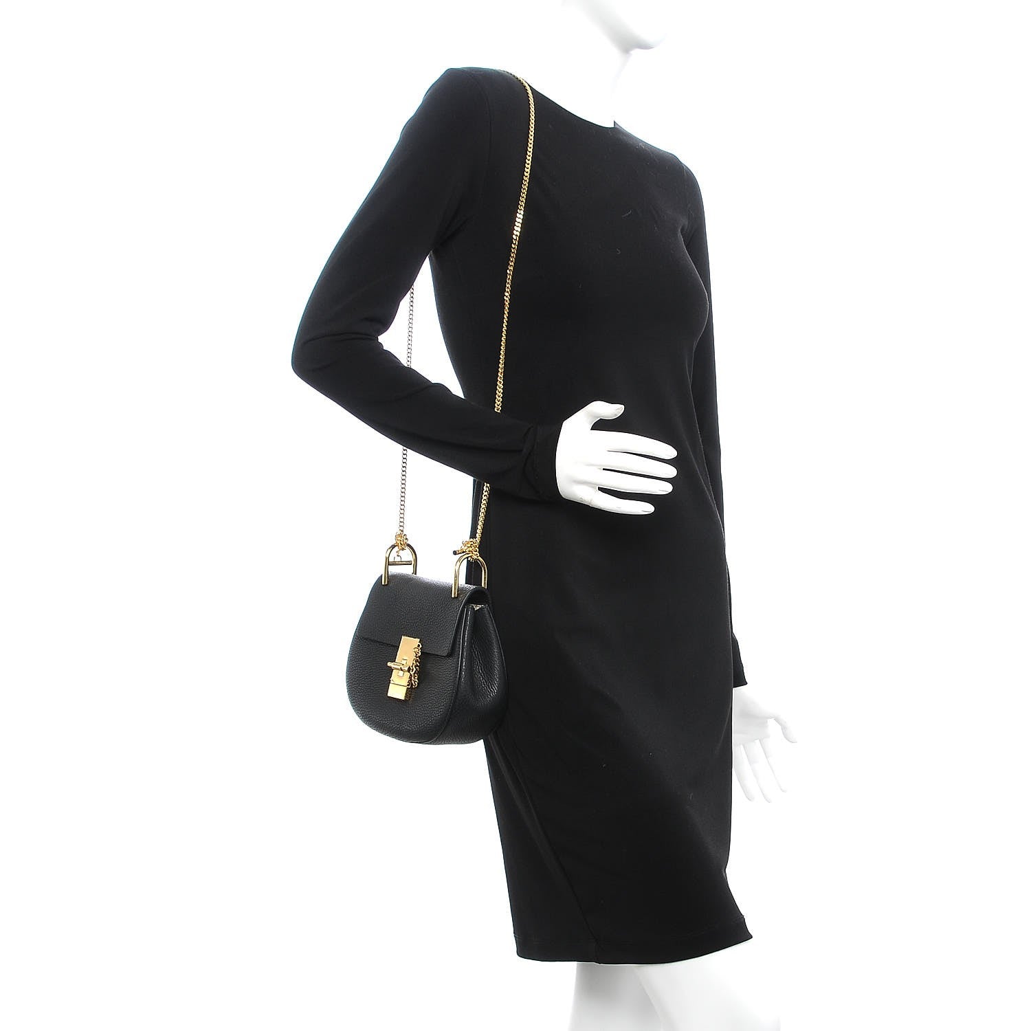 Chloe Grained Lambskin Mini Drew Shoulder Bag Black 2 of 6