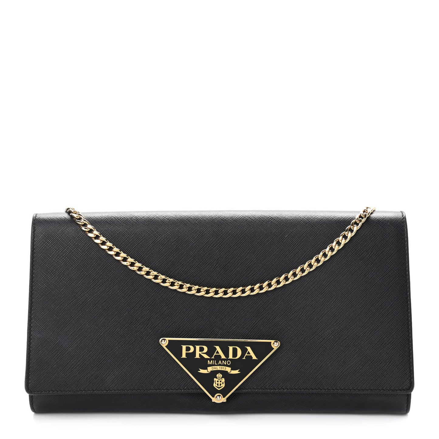 Saffiano Chain Crossbody Bag Black