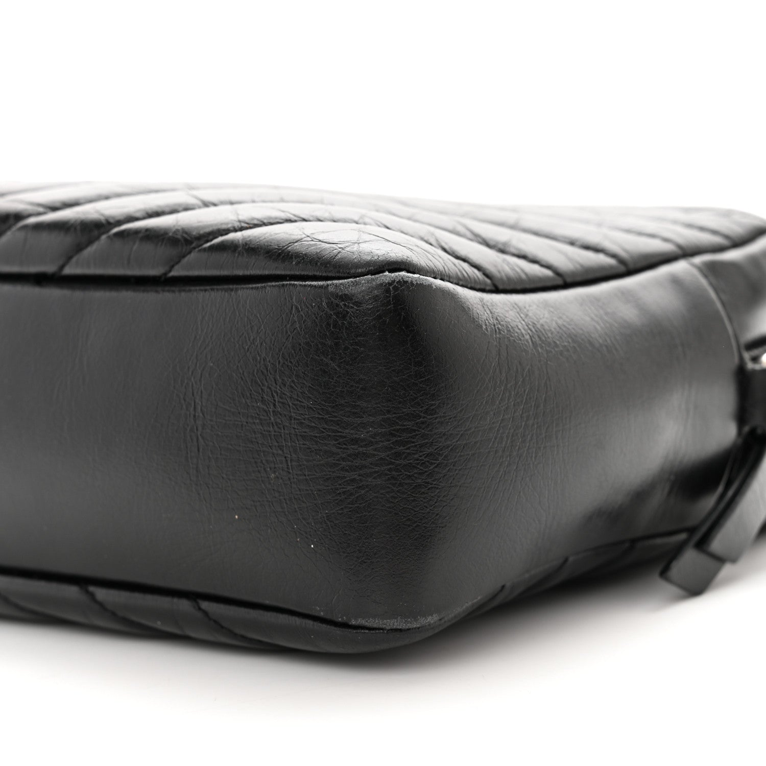 Saint Laurent Cracked Shiny Calfskin Matelasse Monogram Lou Camera Bag Black 11 of 11