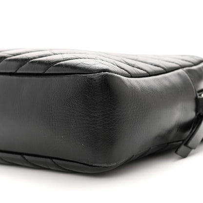 Saint Laurent Cracked Shiny Calfskin Matelasse Monogram Lou Camera Bag Black 11 of 11