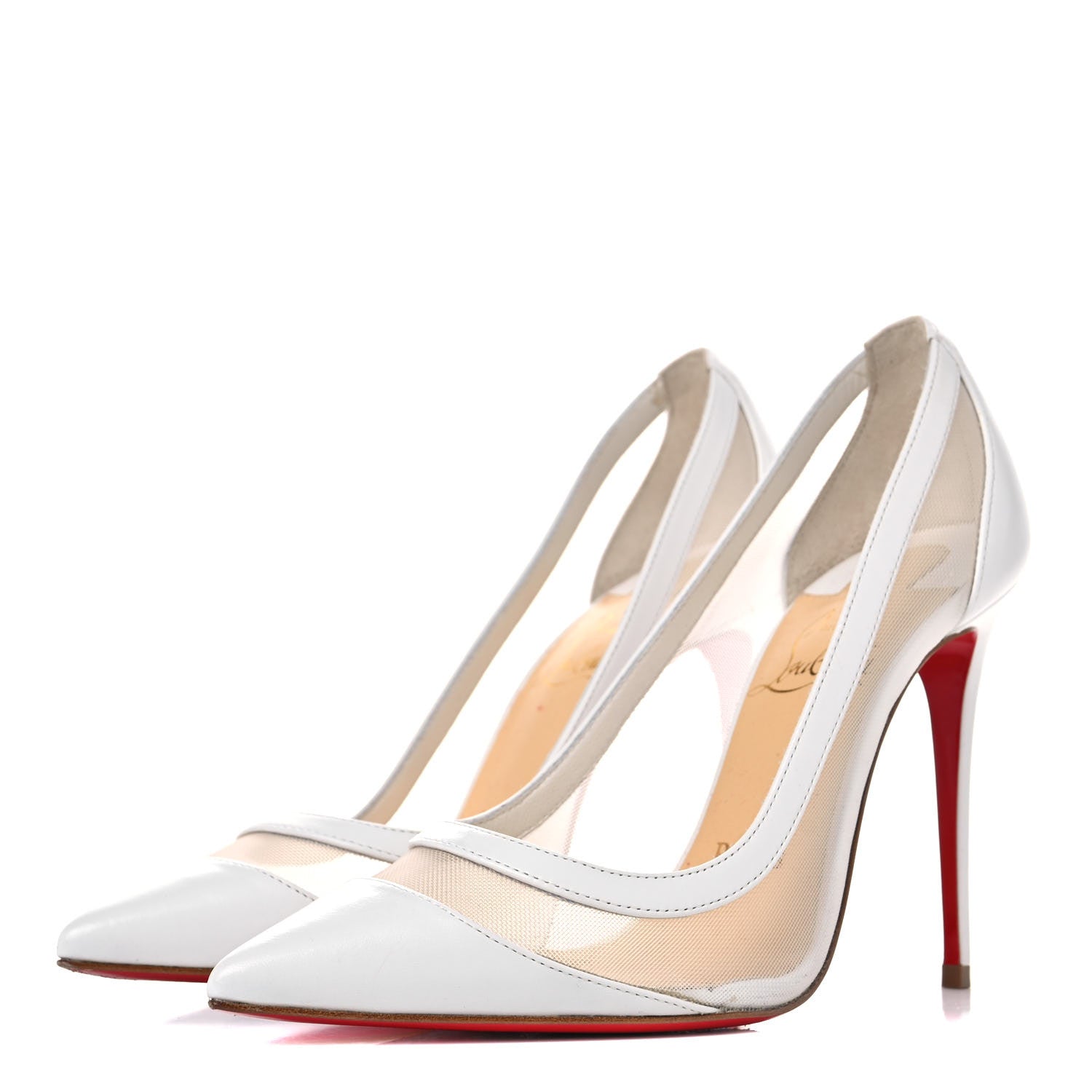 Christian Louboutin Kid Rete Galativi 100 Pumps 35 Bianco 3 of 16