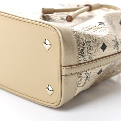 MCM Metallic Visetos Zoo Bear Drawstring Bucket Bag Gold 8 of 13