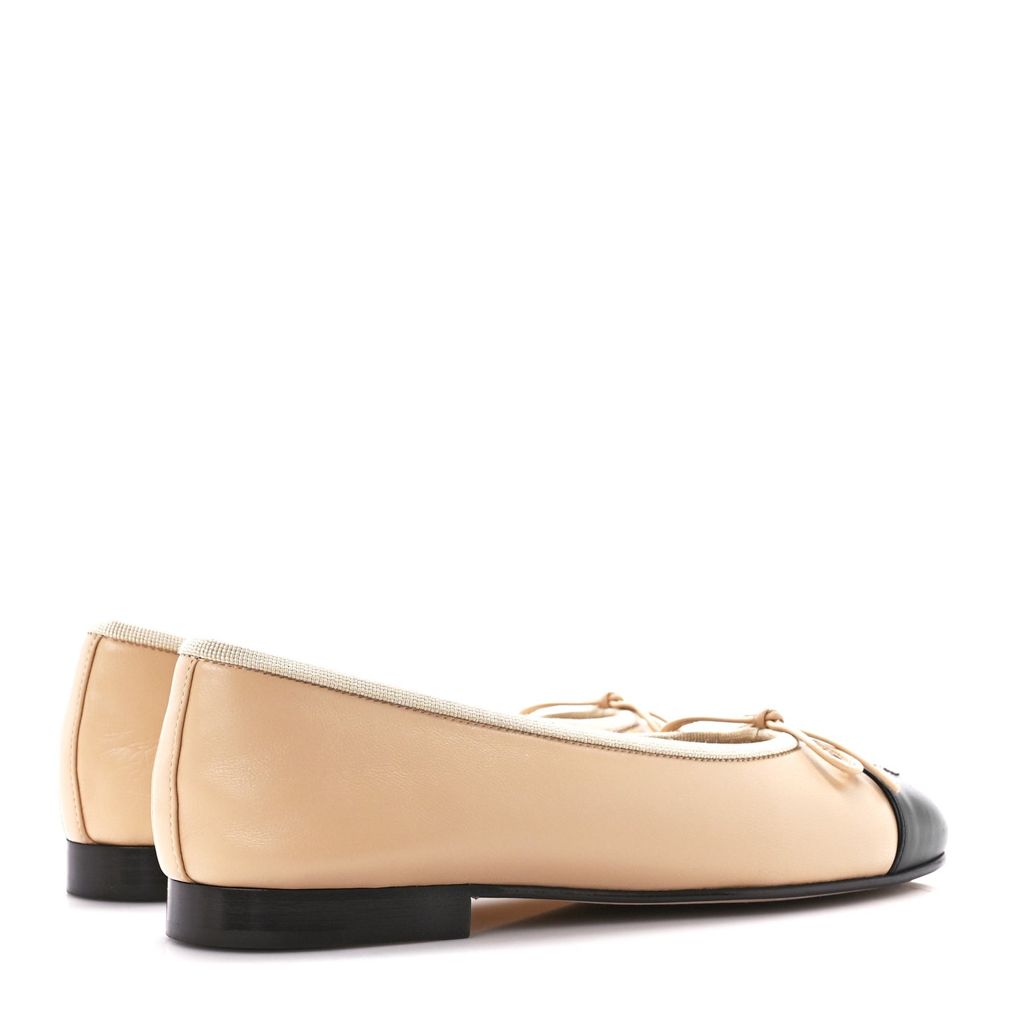 Lambskin Cap Toe CC Ballerina Flats 36 Beige Black