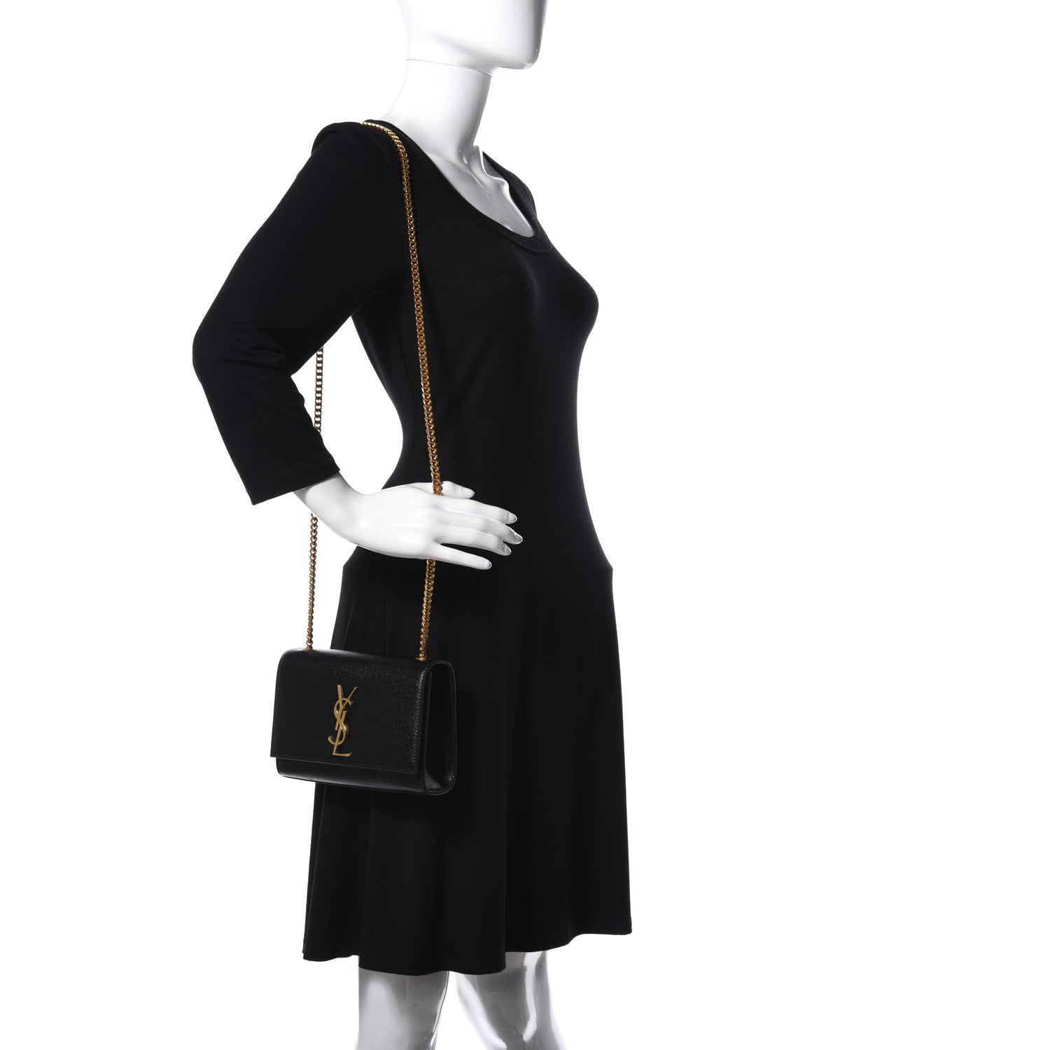 Saint Laurent Grain De Poudre Small Monogram Kate Satchel Black 2 of 10