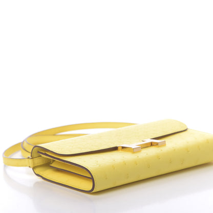 Hermes Ostrich Constance Long Wallet To Go Jaune Citron 8 of 11