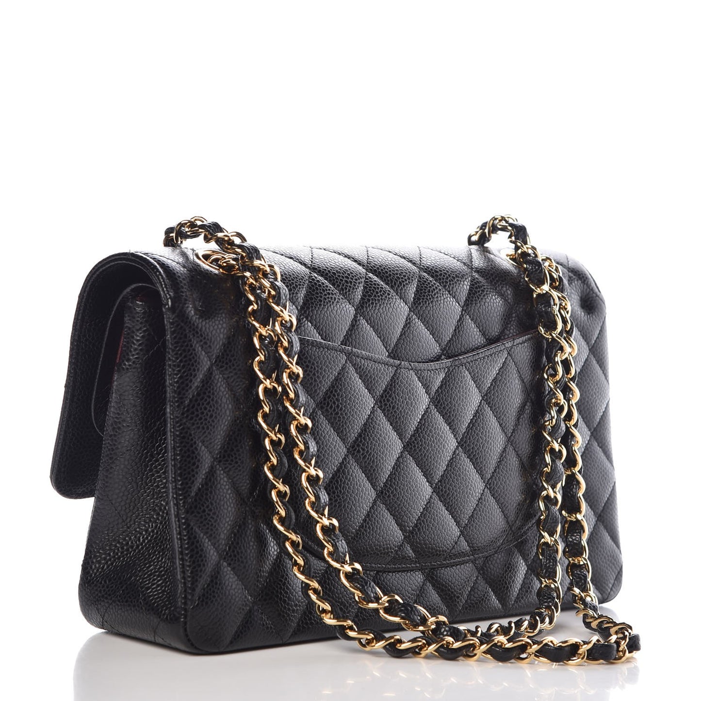 Caviar Quilted Medium Double Flap Black