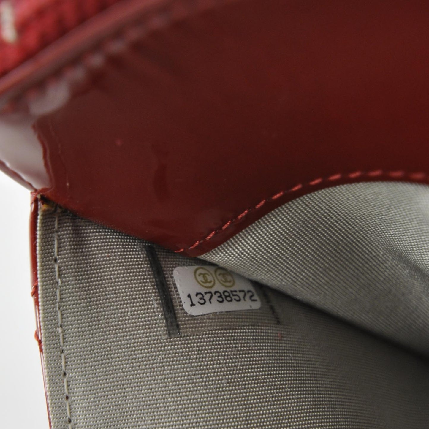 Patent Quilted Brilliant Wallet On Chain WOC Red