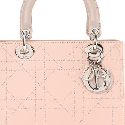 Christian Dior Lambskin Cannage Stitched Small Lady Dior Pink White 7 of 10