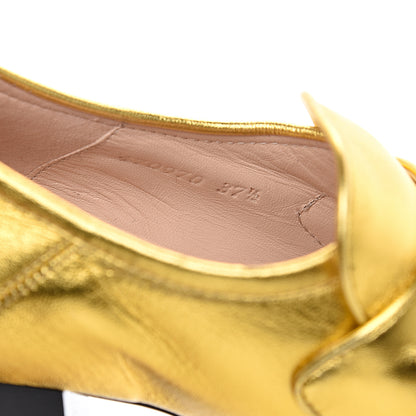 Gucci Malaga Kid Pearl Studded Vegas Platform Loafers 37.5 Gold 9 of 9