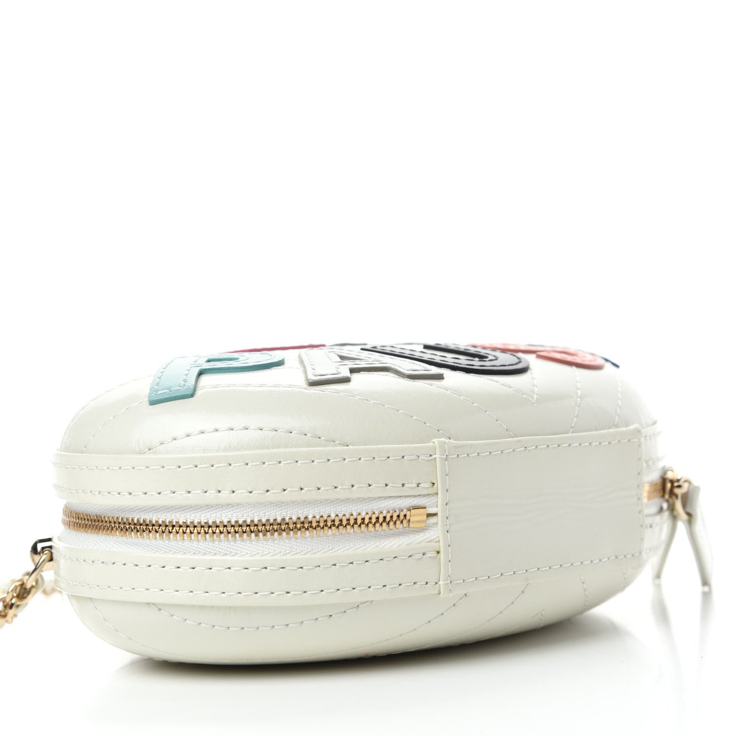 Chanel Embroidered Lambskin Chevron Quilted La Pausa Evening Bag White 4 of 11