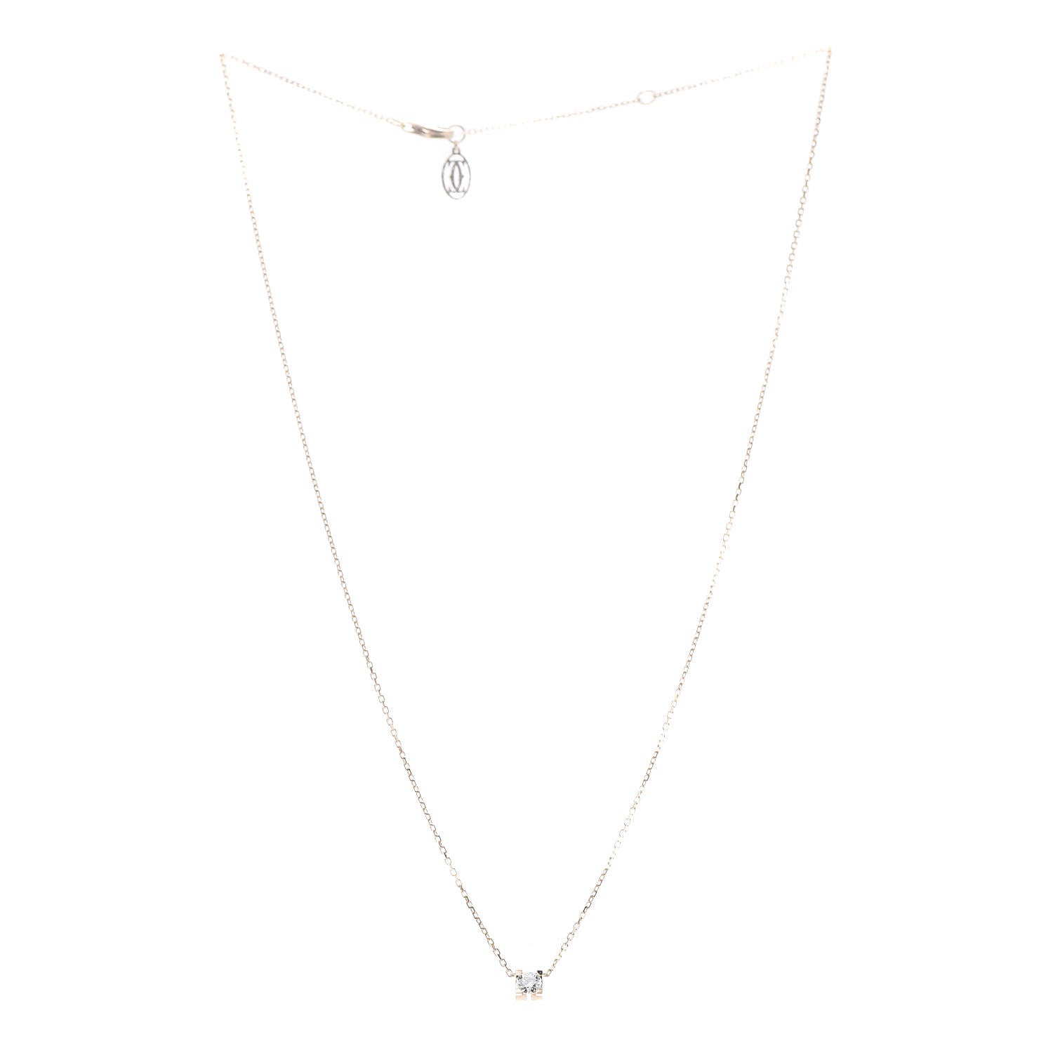 Cartier 18K Pink Gold Diamond .21ct C De Pendant Necklace 3 of 6