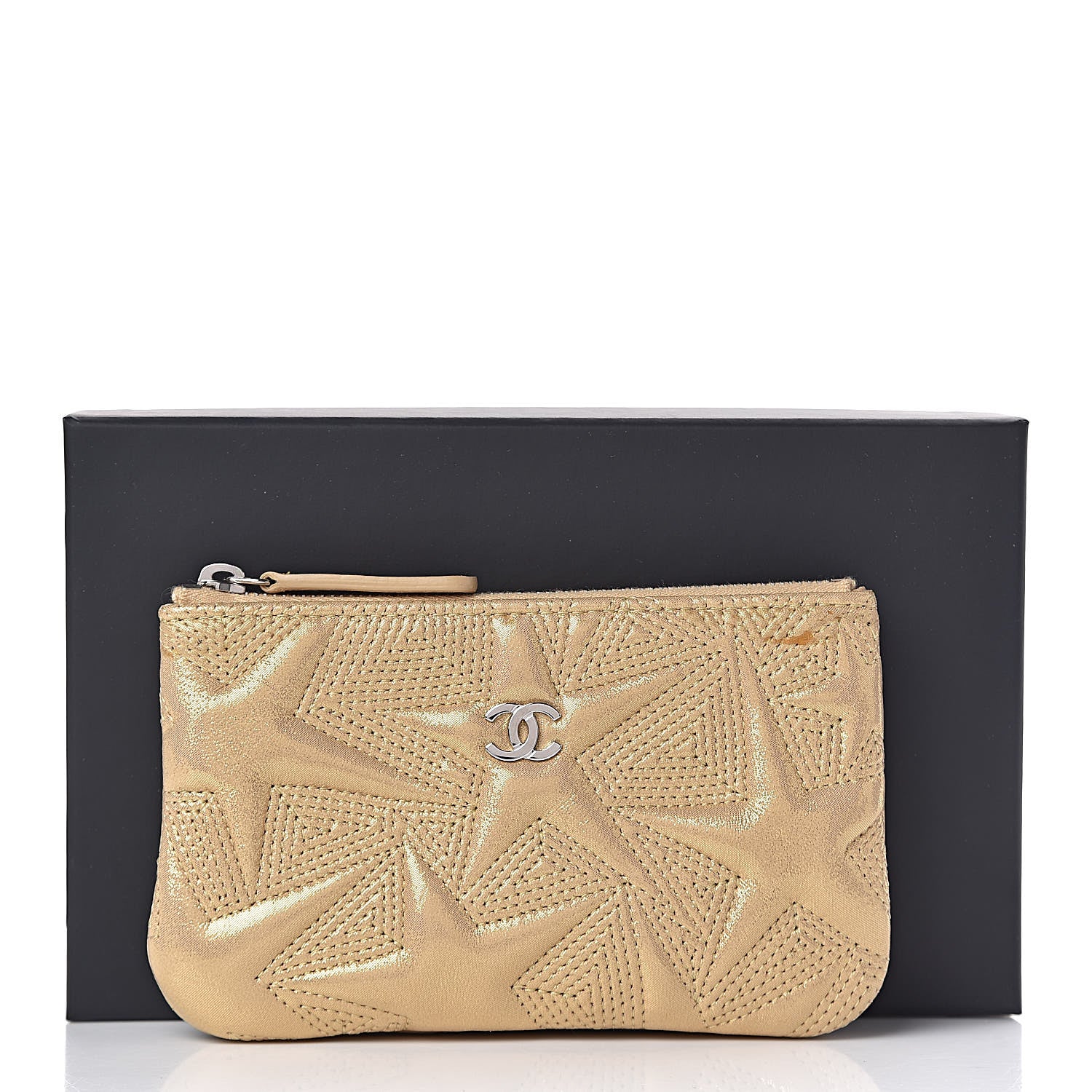 Chanel Metallic Lambskin Star Embossed Coin Purse Case Gold 10 of 10
