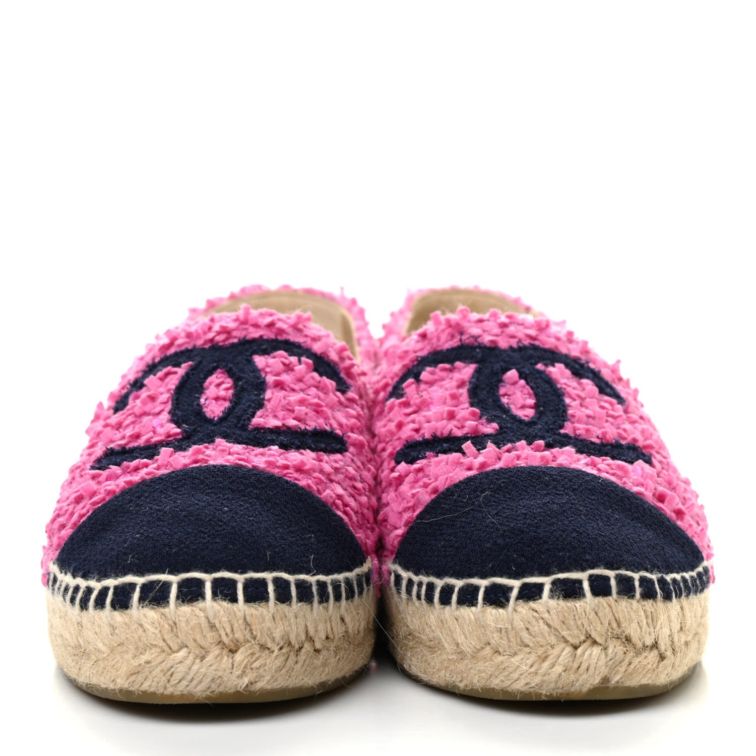 Chanel Tweed CC Espadrilles 39 Dark Pink Navy 2 of 9